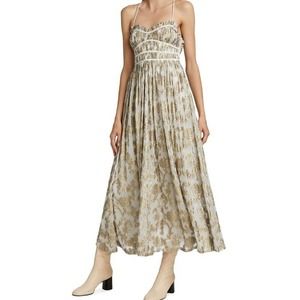 Free People Womens Dress Size L Charlie Bustier Ivory Combo Gold Metallic Lined